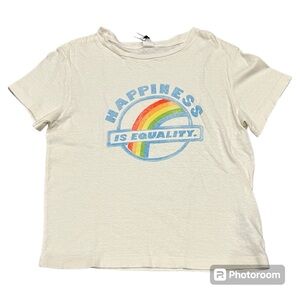 🌈RE/DONE vintage white classic “HAPPINESS IS EQUALITY” cotton graphic tee Pride